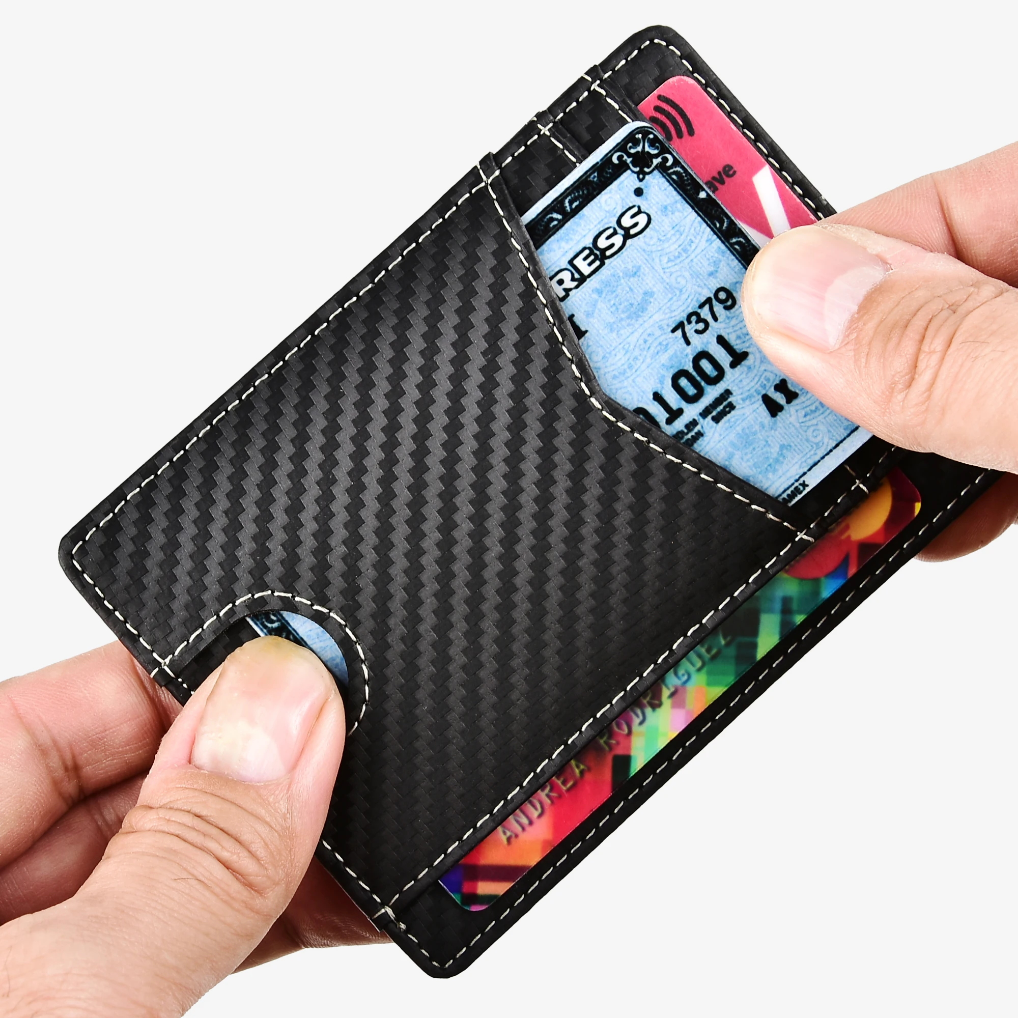 Ультра тонкий бумажник RFID передний карман углерода Волокно кошелек минимализма