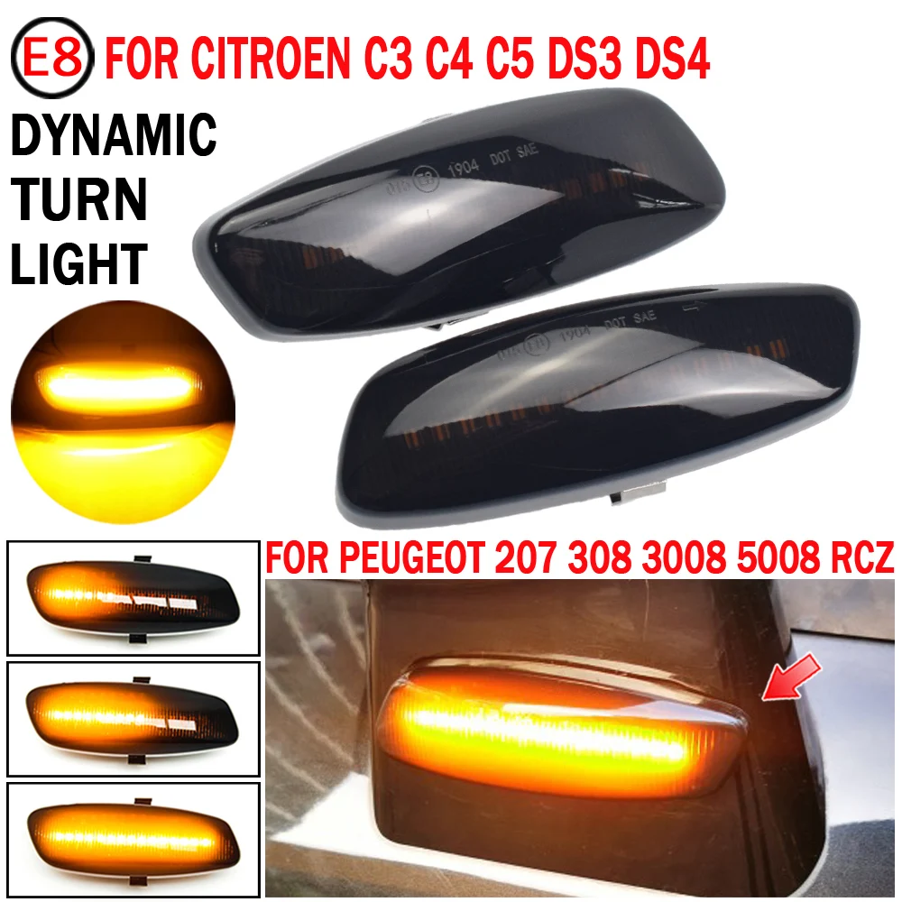Dynamic LED Side Marker Repeater Lamps for Ci-troen C3 C4 Picasso C5 DS3 DS4 for Peu-geot 207 308 3008 5008 RCZ Dynamic LED Side Marker Repeater Lamps for Ci-troen C3 C4 Picasso C5 DS3 DS4 for Peu-geot 207 308 3008 5008 RCZ