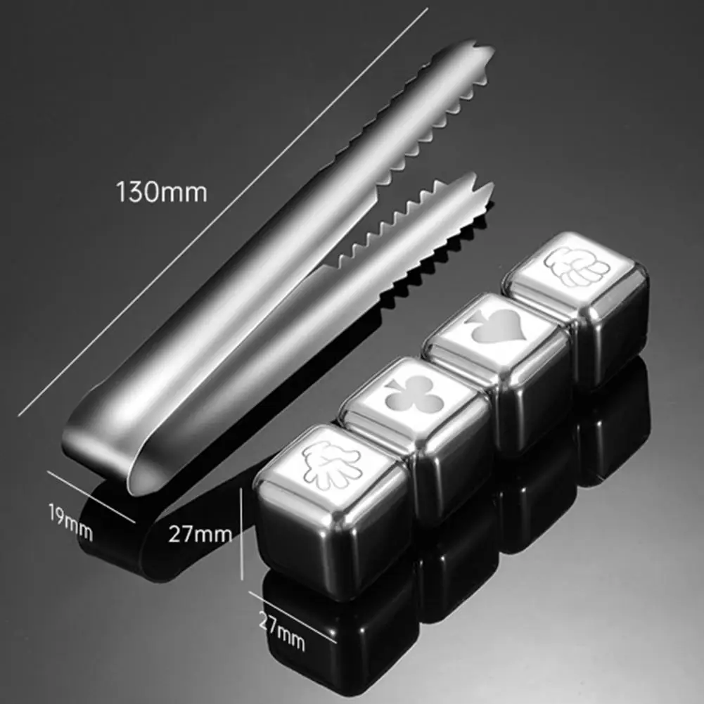 1 Set Ice Cubes Anti-deformation Reusable Stainless Steel Quick Cooling Whiskey Chilling Stones for Bar