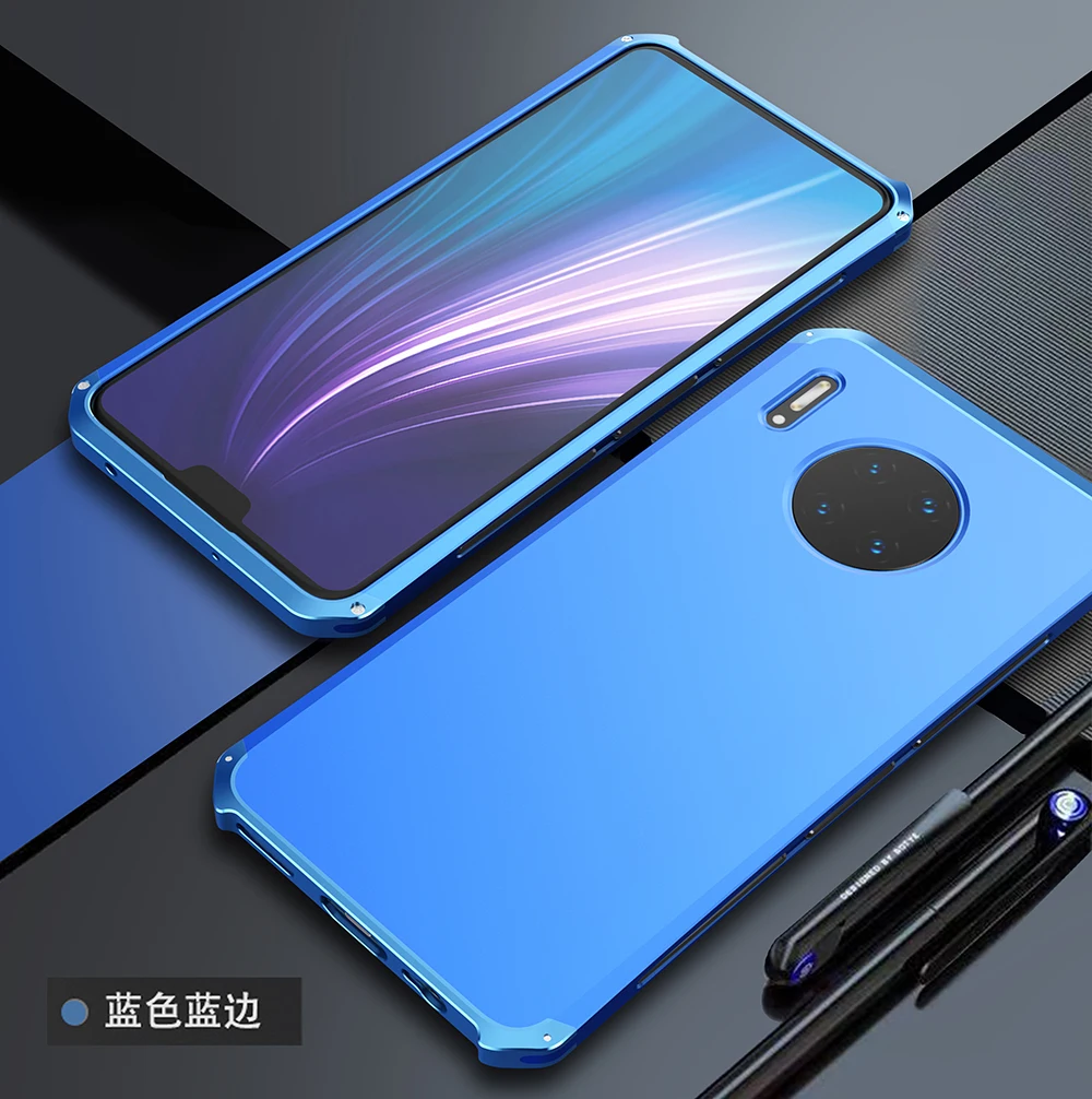 Blue Blue Side Текстурированный противоударный металлический каркас пластик для huawei mate 30 алюминиевый сплав mate 30 mate 30 бампер с подарком - Цвет: Blue Blue Side