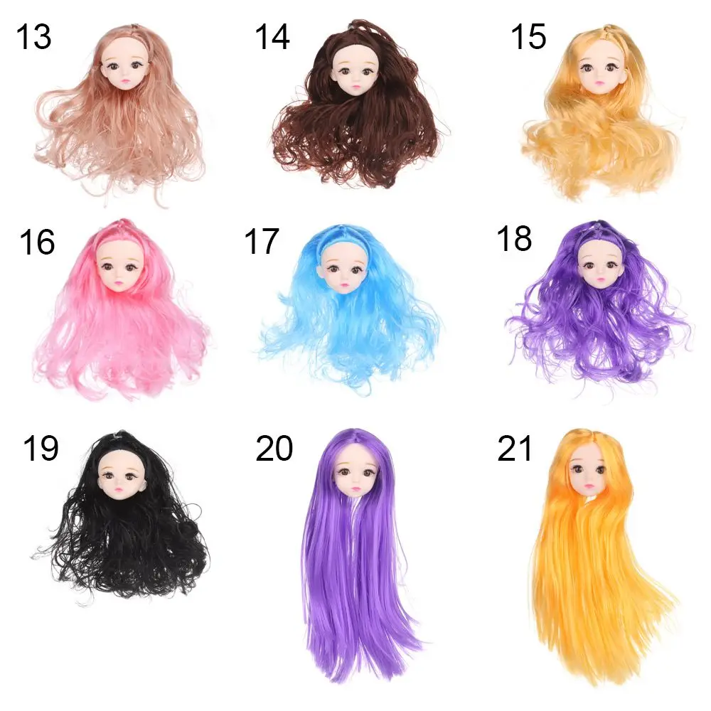 1/6 BJD Doll Head With Gold Brown Black Hair For 30cm Doll Joint 3D Eyes Europe Red DIY Head Wear for Ancient Doll Accessories