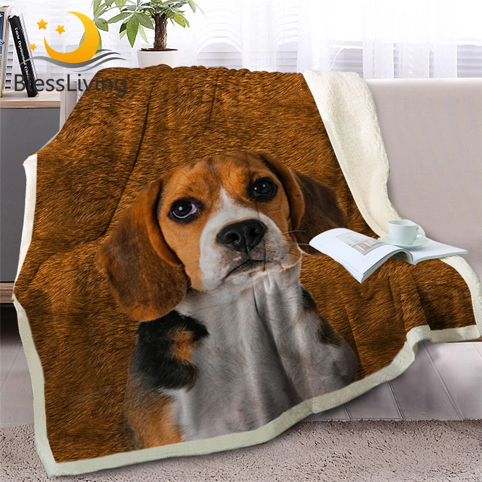 Blesslive Beagle Sherpa одеяло для кровати коричневый принт с собаками покрывало взрослых 3D