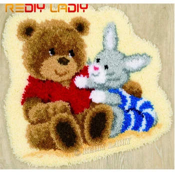 

Latch Hook Kits Make Your Own Rug Bear Rabbit Tapestry Crochet Cushion Mat DIY Carpet Rug Set Pre-Printed Canvas Hobby & Crafts
