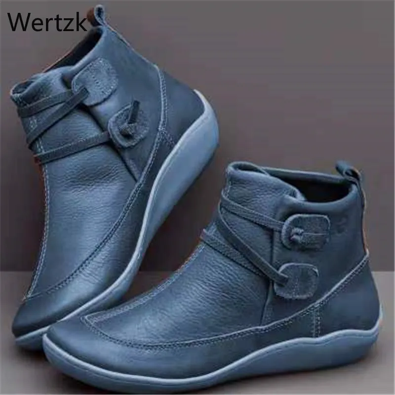 Ankle Boots Women Cross Strappy Women's Vintage Punk Flat Ladies Shoes Woman Botas Mujer Plus size 35-43 A597 | Обувь