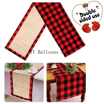 

Christmas Decoration Christmas Table Flag Tablecloth Christmas Decoration Gift Plaid Fabric Burlap Table Cloth Table Flag