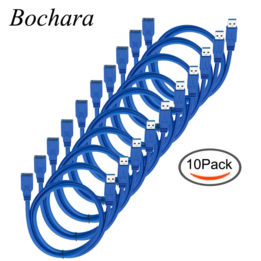 Bochara USB 3 0 Удлинительный кабель штекер-гнездо M/F фольга + Плетеный экранированный 30