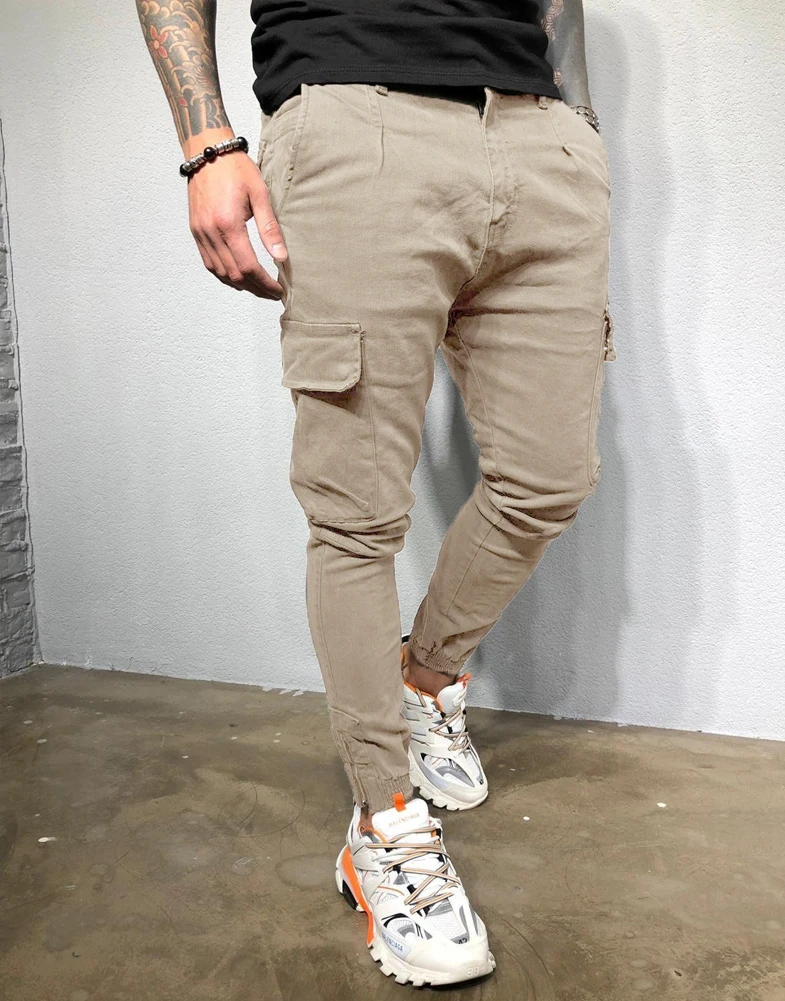 Мужские повседневные однотонные брюки карго с карманами, шаровары, штаны для бега Harajuku, спортивные штаны, штаны в стиле хип-хоп, брюки, штаны, большие размеры