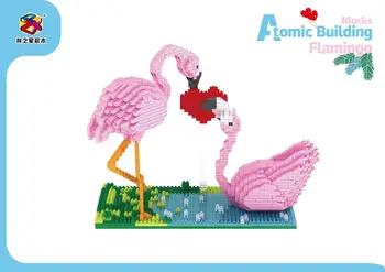 

New Small Particles Diamond Building Blocks Puzzle Creative Assembly Toys Spell Plug Toys for Children Adult Love Flamingo 6621