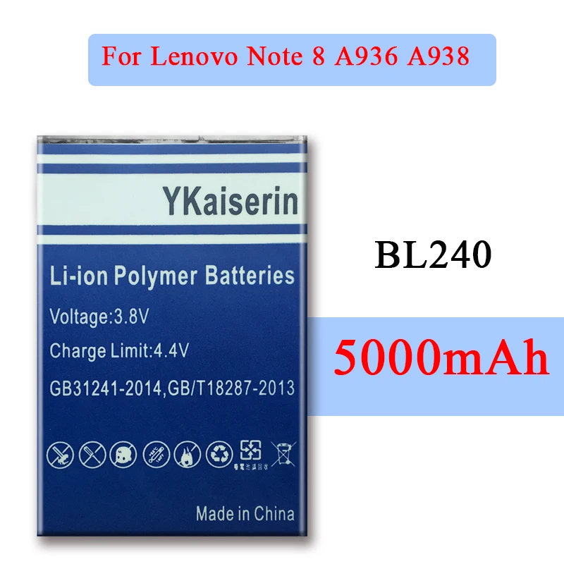 BL240 5000mah Battery Batteris For Lenovo A936 Note 8 Note8 Replacement Batterie Batterij Bateria + Tracking Number | Компьютеры и