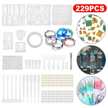 

229pcs Silicone Mold Pendant Necklace Jewelry Making Epoxy Resin Mould Craft Kit Jewelry Tools & Equipments Set