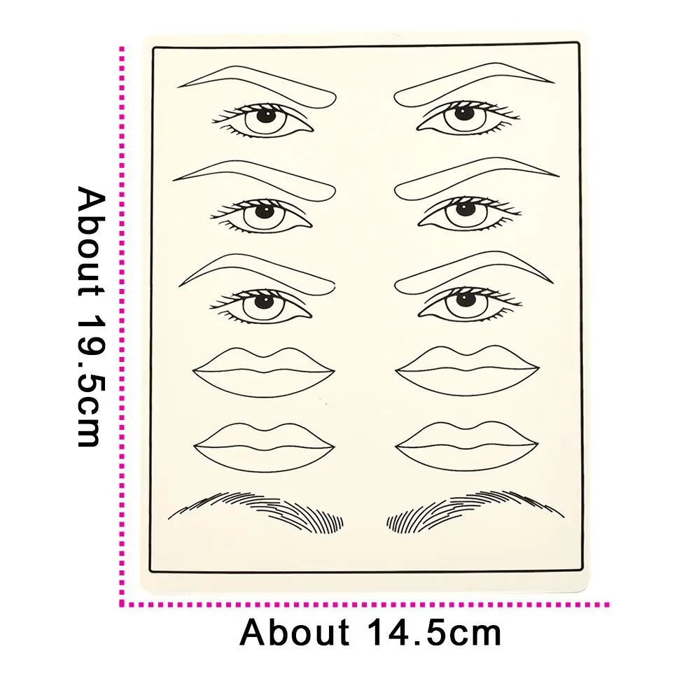 Eyebrows Tattoo Practice Skin Novice Practice Tool Tattoo Supplies Silicone Eyebrow Simulation Leather Eyebrow Lip Practice Skin