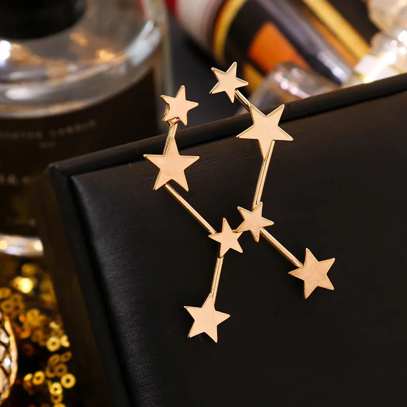 

New Brand Fashion 2020 Star Earrings Fairy Long Korean Statement Geometric Drop Earrings for Women Large Jewelry Gold Silver