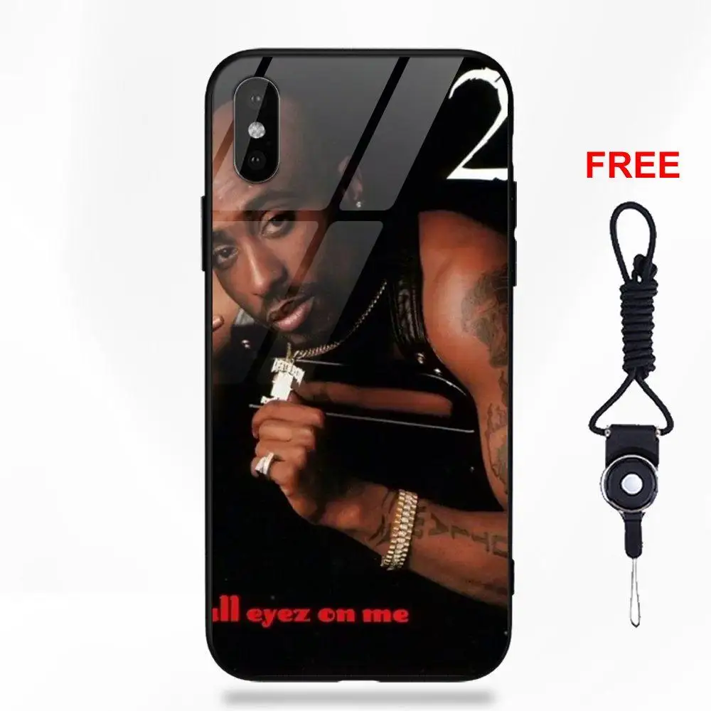as picture Модный хип-хоп человек 2pac для Apple iPhone 5 5C 5S SE 6 6S 7 8 Plus X XS Max XR Мягкий ТПУ оправа закаленное стекло чехол с принтом - Цвет: as picture