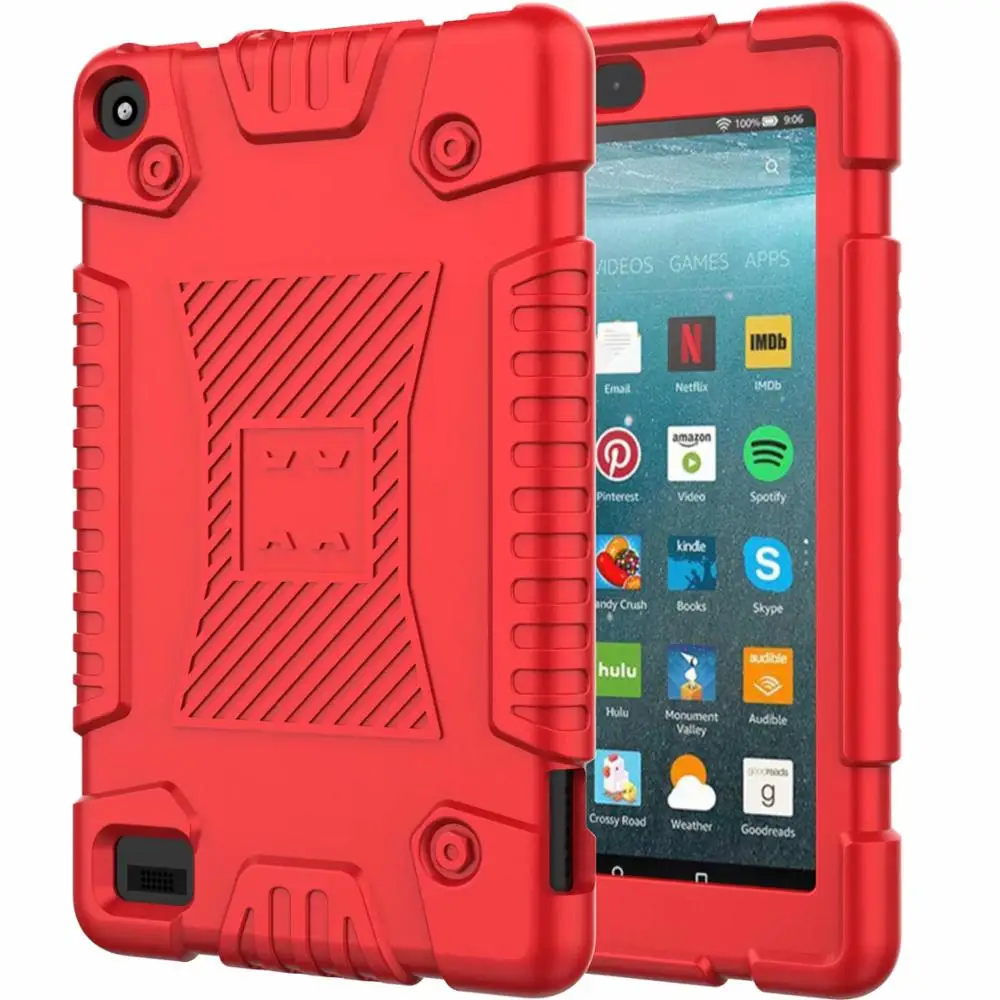 360 Полный гибридный защитный чехол для Amazon Kindle Fire 7 чехол для планшета Мягкий ТПУ силиконовый чехол для Fire 7 противоударный чехол - Цвет: Красный