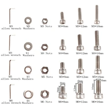 400 шт. винты и гайки из нержавеющей стали M3 M4 M5 M6, винты с шестигранной головкой и колпачком, комплект с коробкой для хранения и гаечным ключом