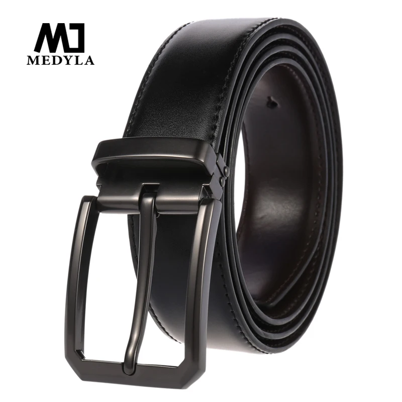 

MEDYLA Men's belt Genuine Leather Belt High Quality Luxury Strap Classic Pin Buckle Male Belt Jeans Belt for Men LY3978