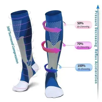 

Men Women Compression Socks Fit For Sports Black Compression Socks Anti Fatigue Pain Relief Knee High Stockings 1 Pair