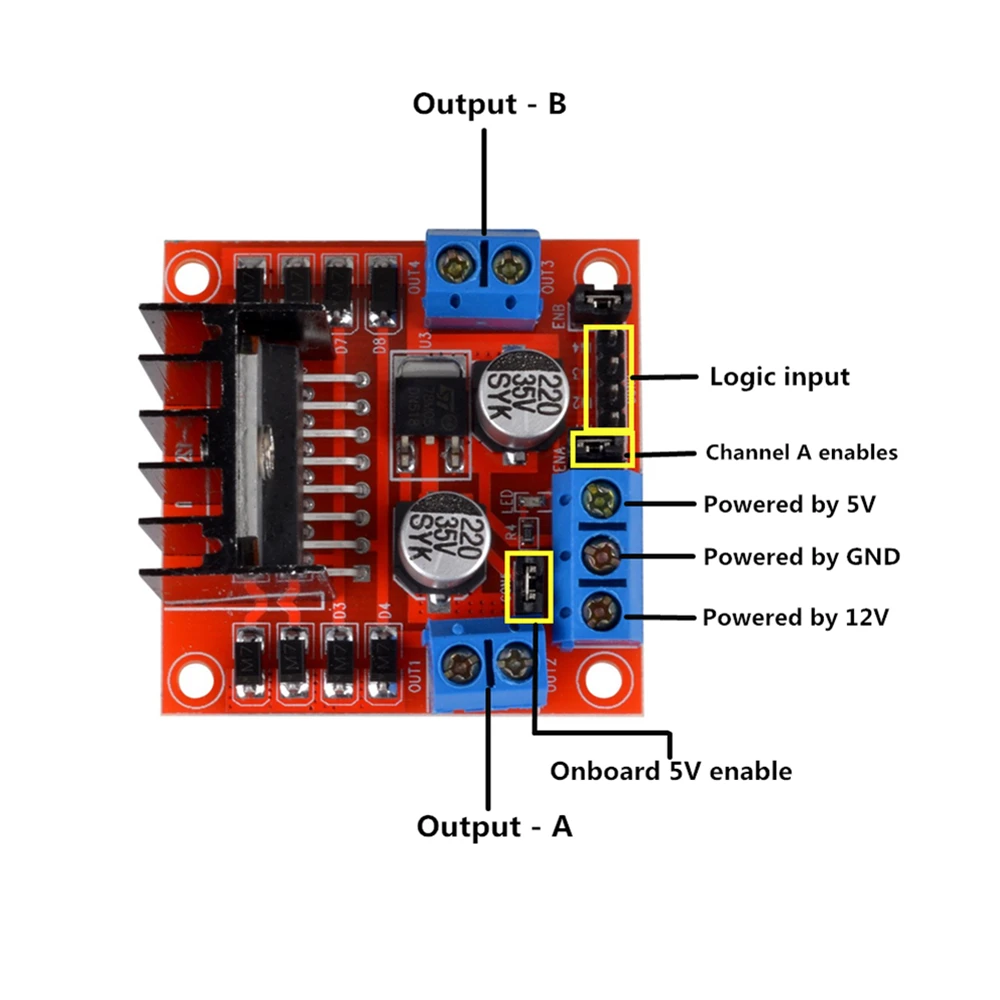 DC Motor Driver L298N Stepper Motor Smart Car Robot Breadboard Peltier High Power for Arduino