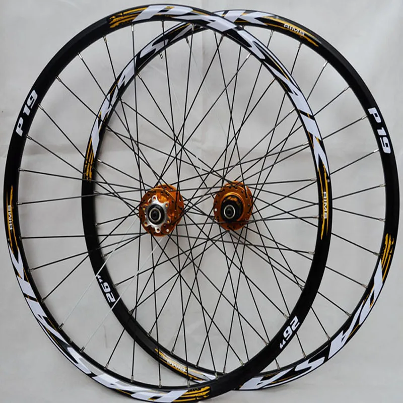 27.5Golden HubGolden Pasak Mtb Колесная 2" 27,5" 29er дисковый тормоз 32 отверстия Bicicleta Aro 29 герметичный подшипник передний 2 задний 4 двухэтажные диски A/V клапан - Цвет: 27.5Golden HubGolden
