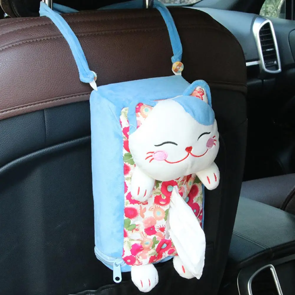 

Cartoon Lucky Cat Hanging Tissue Box for Car Tissue Holder Cute Tissue Box Covers Napkin Paper Towel Box Holder Case Car Styling