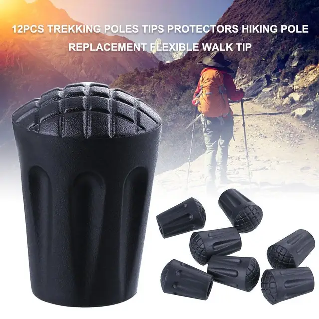 US $5.30 12PCS A Set Trekking Poles Tips Protector For Outdoor Travel Camping Hiking Pole Replacement Flexib