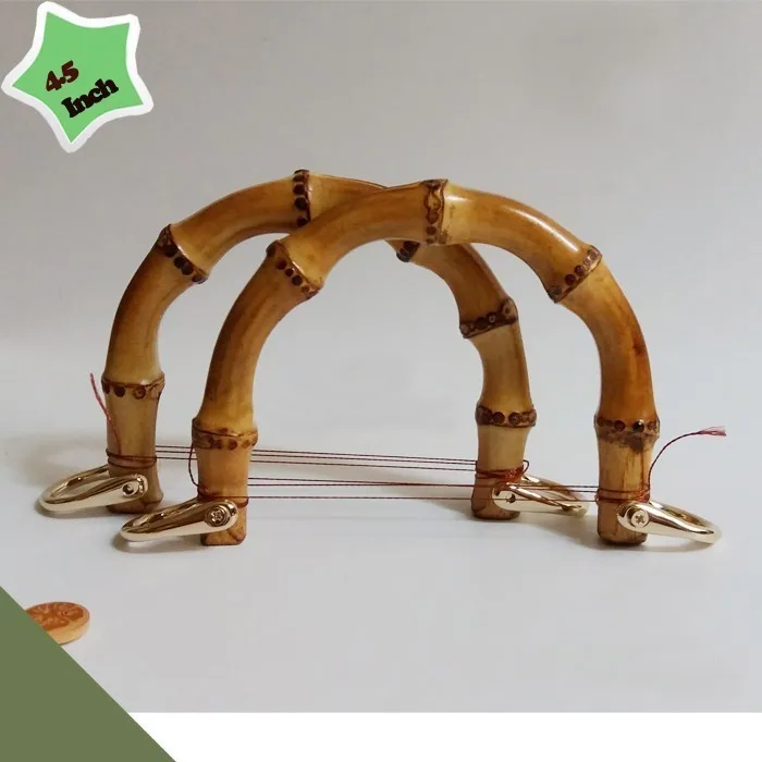 Две штуки 12 см бамбуковые ручки для сумок с металлическими Fastern Obag ручками DIY аксессуары ручной работы ручные ручки для сумок d-образный крюк