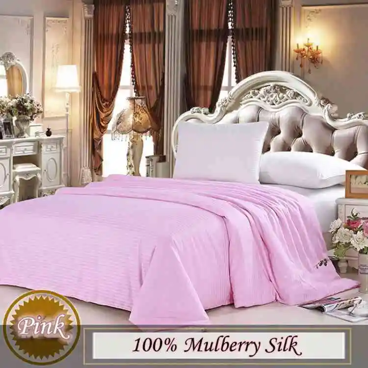 Четыре сезона шелковые стеганые одеяла шелк тутового одеяла толстые теплые шелковые одеяла качества ручной работы летние тонкие шелковые одеяла - Цвет: Розовый