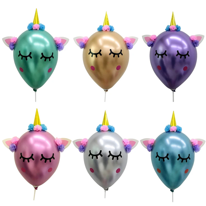 

5pcs or 10pcs Large 3D Unicorn Balloons Metal Latex Balloon Unicorn Birthday Party Decorations Kids Toys