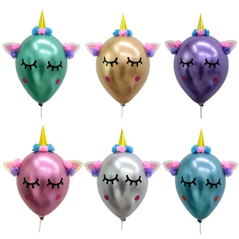 

5pcs or 10pcs Large 3D Unicorn Balloons Metal Latex Balloon Unicorn Birthday Party Decorations Kids Toys