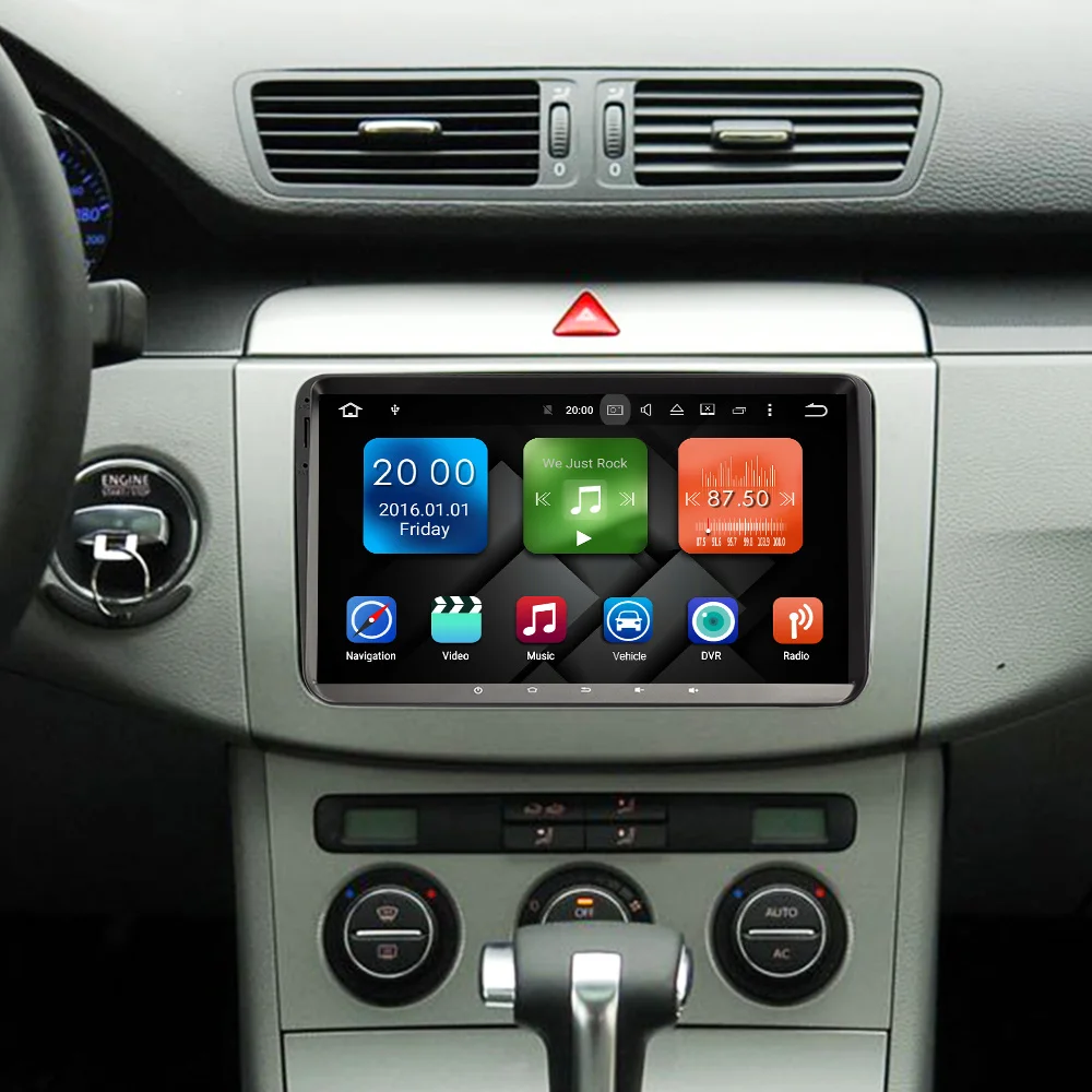  Eunavi 2 Din 9'' Android 9 car radio for VW Polo Jetta Tiguan passat b6 cc fabia Golf Magotan gps s