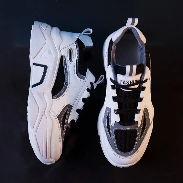 

Dad Shoes Women's INS Autumn Mixed Colors 2019 New Style Genuine Leather Breathable Extra High Thick Bottomed Casual Sports Shoe