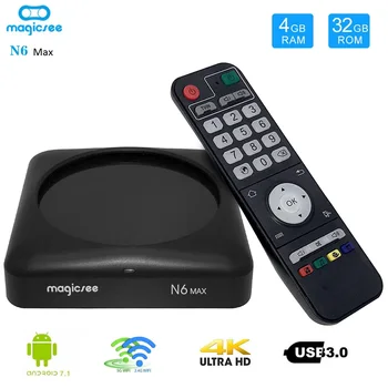 

MAGICSEE N6 MAX Smart TV Box Android 7.1 Rockchip3399 4GB 32GB 2.4G/5GWiFi 1000Mbps LAN USB3.0 OTG BT4.1 4K H.265 Set Top Box