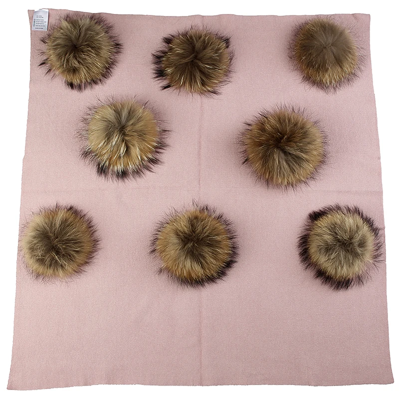pink natural Geebro, теплое шерстяное Пеленальное Одеяло для новорожденных, одеяло для сна для путешествий, детские постельные пеленки с помпоном из натурального меха енота, 8 шт - Цвет: pink natural