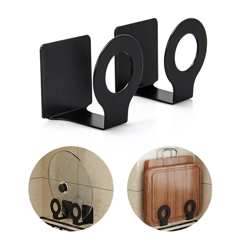 Kitchen Rack Wall Mount No-drilling Pot Lid Rack Stainless Steel Chopping Board Organizer Kitchen Storage Supplies