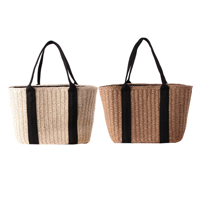 

Simple Straw Bag Hand-Woven Large-Capacity Single Shoulder Hand Carry Dual-Use Wild Female Bag