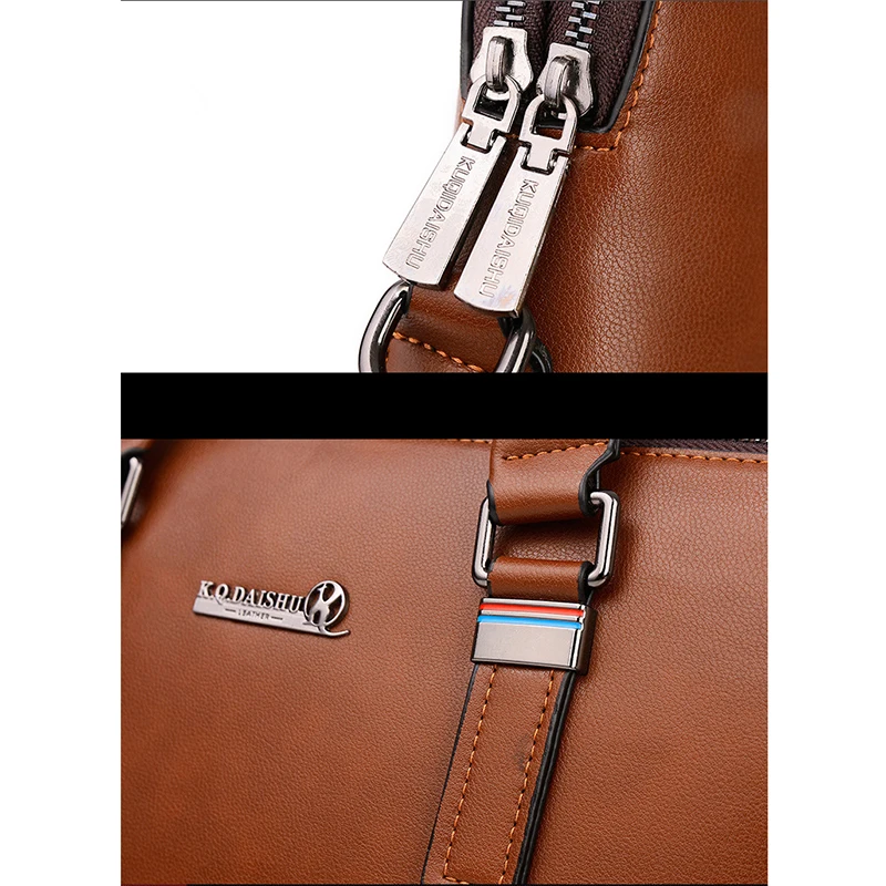 Men's Waterproof Leather Business Briefcase 14 Inch Laptop Tablet Leather Shoulder Bag Messenger Bag Men's Bag Tote
