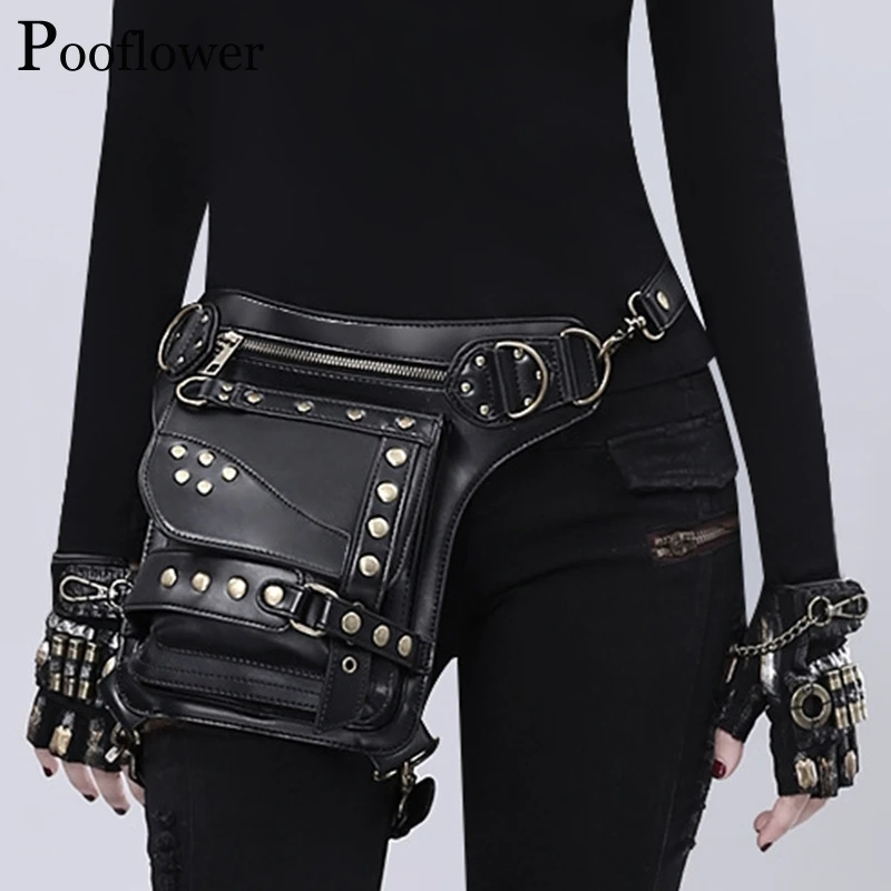 Pooflower bauchtasche унисекс женская и Мужская поясная сумка из искусственной кожи в