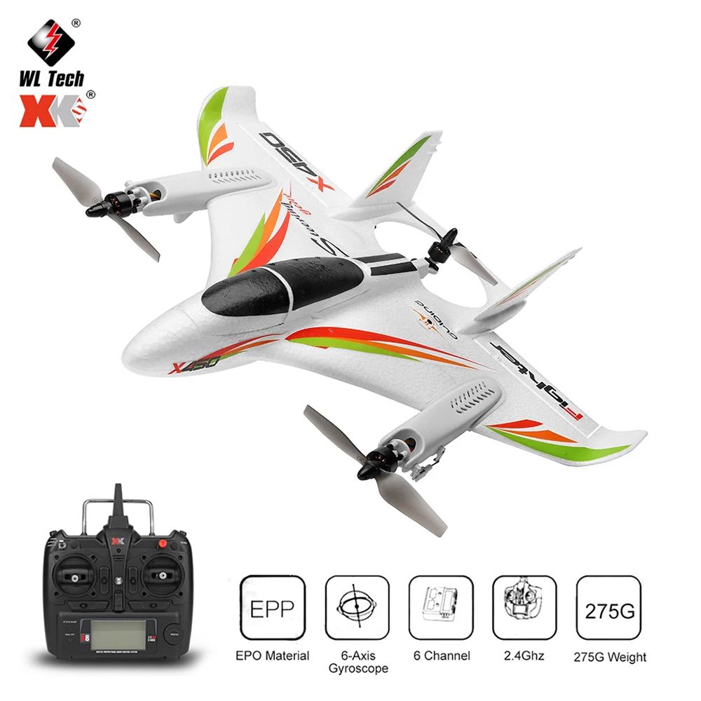 WLtoys XK X450 RC самолет 2,4G 6CH 3D/6G бесщеточный двигатель вертикальный взлет светодиодный светильник с дистанционным управлением планер самолет с фиксированным крылом