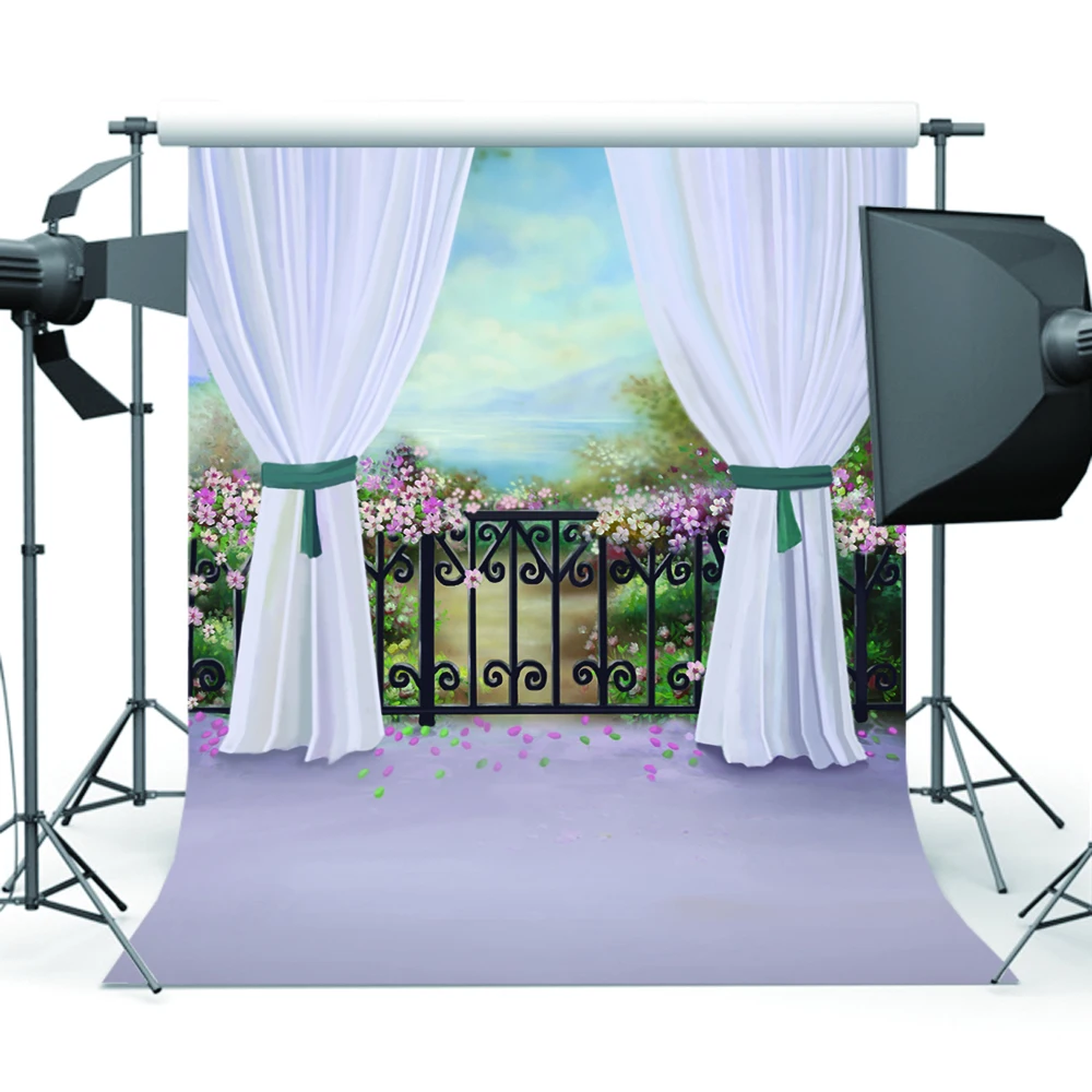 Mocsicka White Curtain Old Master Photography Fondali Flower Graden View Background Per Studio Fotografico Stampato Cm-0550