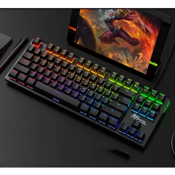 

RK G87 Gaming Mechanical Keyboard RGB Backlit Bluetooth Wireless/USB 87 Keys Brown/Red Axis For Notebook PBT Pudding keycaps