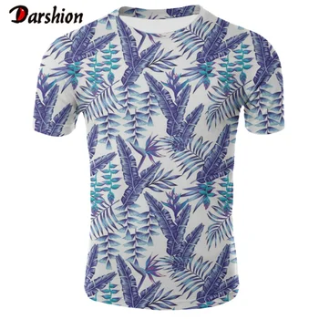 

New 3D Tshirt Brand Slim Fit Short Sleeve Beach Hawaiian Style T-shirts Banana Leaf Print Casual Holiday Party Clothing For Men
