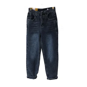

2020 Thin Loose All Match Washed Denim Jeans Women Trend Two Button High Waist Harem Jeans Woman
