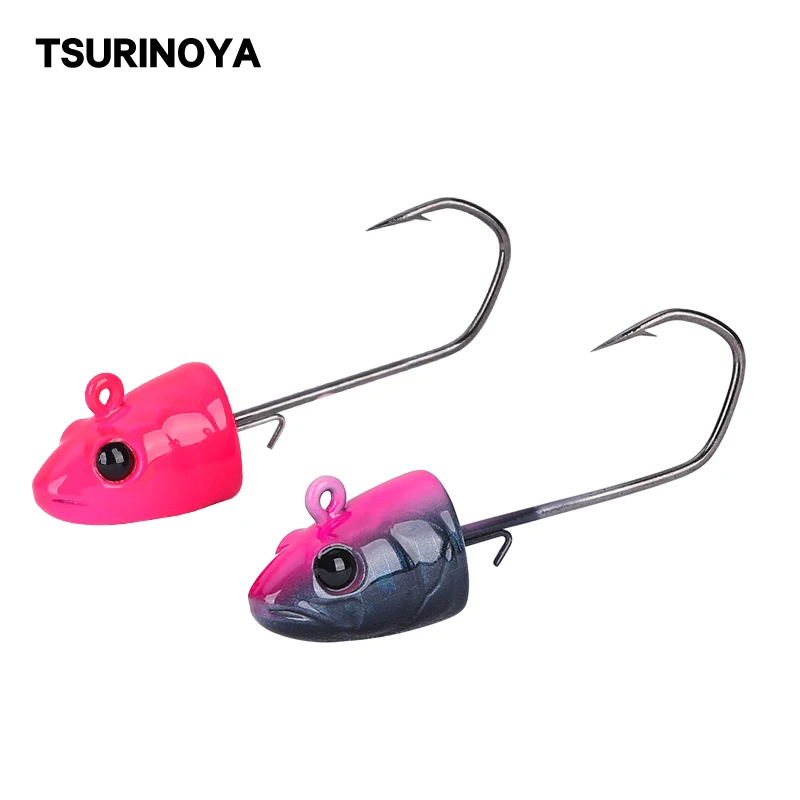 TSURINOYA JIG HEAD крючки 11 14g Lead Jig Мягкая приманка червь в форме рыбы Crank крючок для