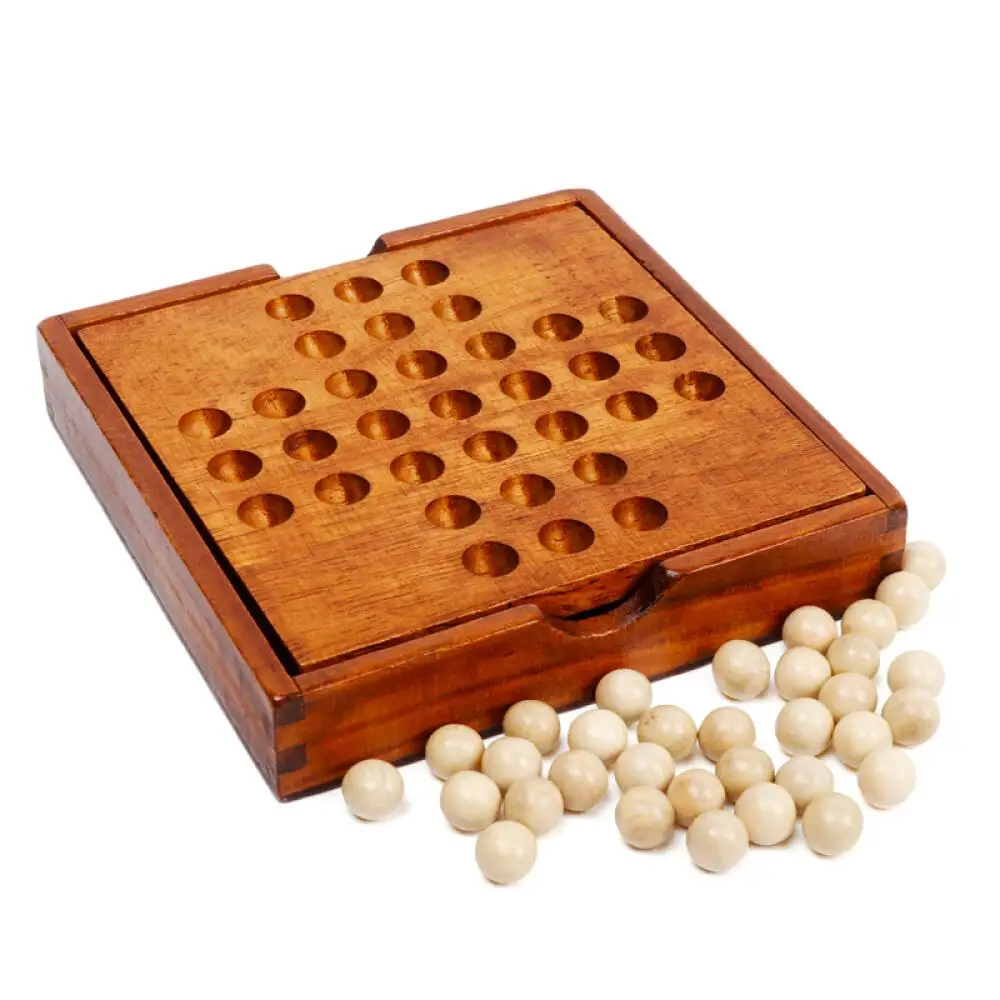 Wooden Solitaire Europe Board Cognitive Diamond Chess Classic Toys Fun Games