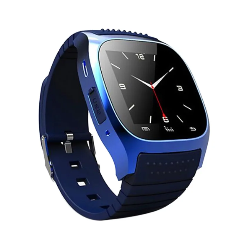 Blue Смарт-часы Horloge M26 с Bluetooth, водонепроницаемые часы, музыкальный шагомер, фитнес-трекер для Android, смартфон PK A1 - Color: Blue