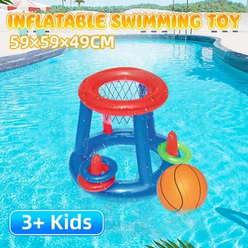 

Childrens Inflatable Floating BasketBall Hoop Ring Toss Game Swimming Pool BasketBall Toy