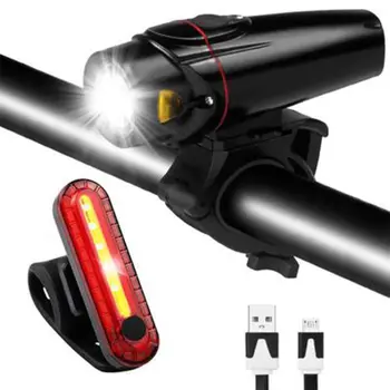 

USB Rechargeable Super Bright Bicycle Headlights Front LED Tail Lights Dustproof Flashlight Sports Entertainment Riding