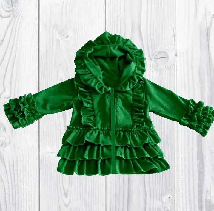 Xmas Green Очаровательная осенняя куртка для девочек, пальто, кардиган с оборками, толстовки на зиму - Цвет: Xmas Green