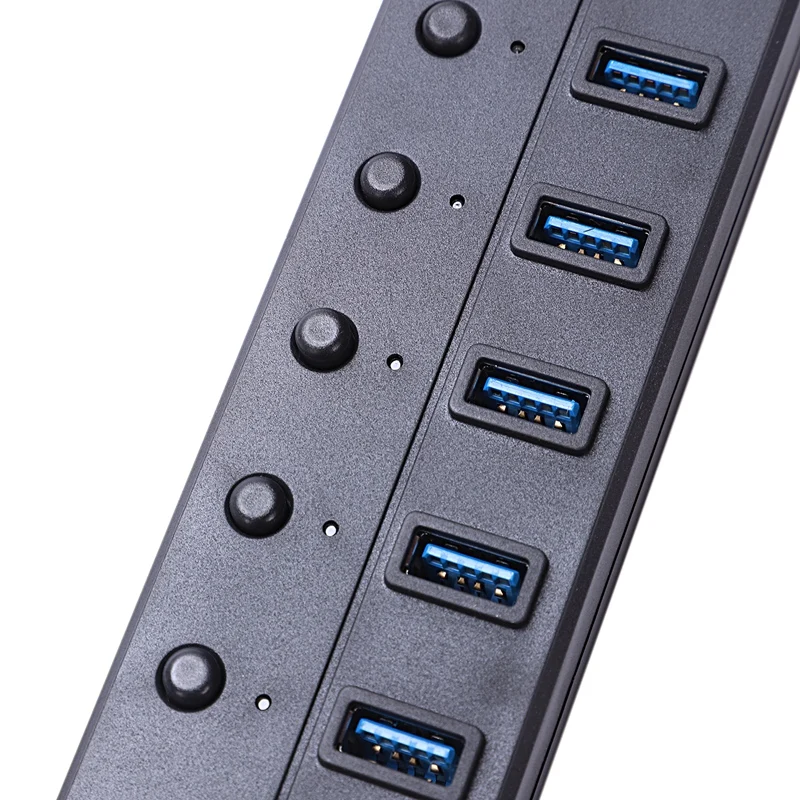 7 портов Usb 3,0 концентратор адаптер с переключателем вкл/выкл, 5 Гбит/с высокая скорость для ПК ноутбук черный