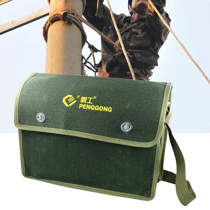 Electrician Hardware Toolkit Shoulder Bag Waterproof Oxford Cloth Multi-layer Organize Pockets Storage Pouch Portable Worker Use